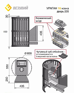 Печь банная Везувий Ураган Ковка 16 (205)